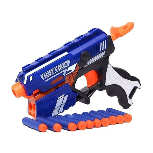 ABYZ Plastic Blaze Storm Manual Soft Suction Bullet Gun Toy with 20 Safe Soft Foam Bullets, Fun Target Shooting Battle Fight Game for Kids (Pack of 1, Multicolor)